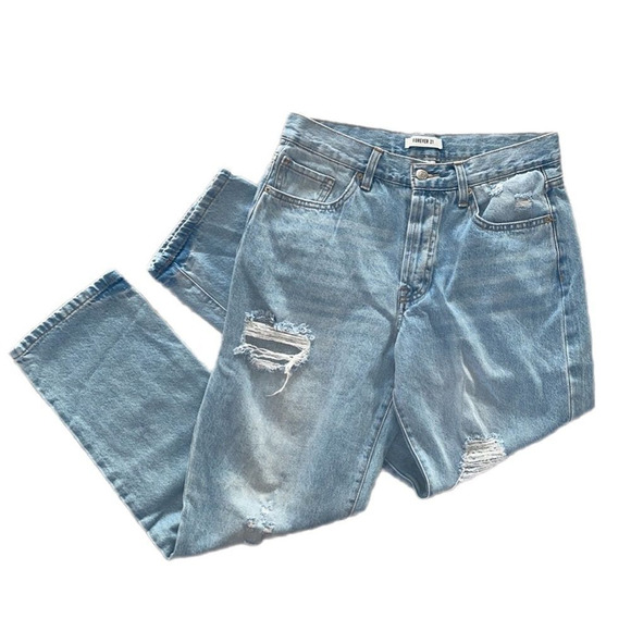 🌟 Forever 21 Distressed High-Rise Button Fly Jeans – Size 28 🌟 - Picture 2 of 6